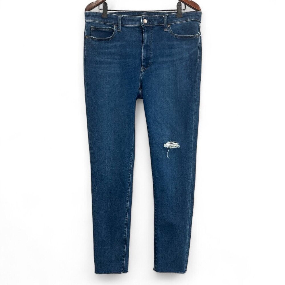 Uniqlo Jeans Women 32 Blue Distressed Skinny Tapered Ultra Stretch High Rise